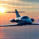 Icon for Luxury & Private Aviation, showing a sleek private jet.